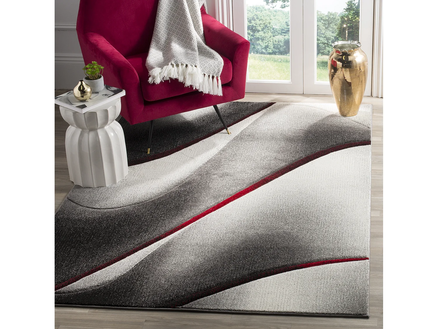 Tapis Gris/Rouge 201 X 274 cm - Eliana