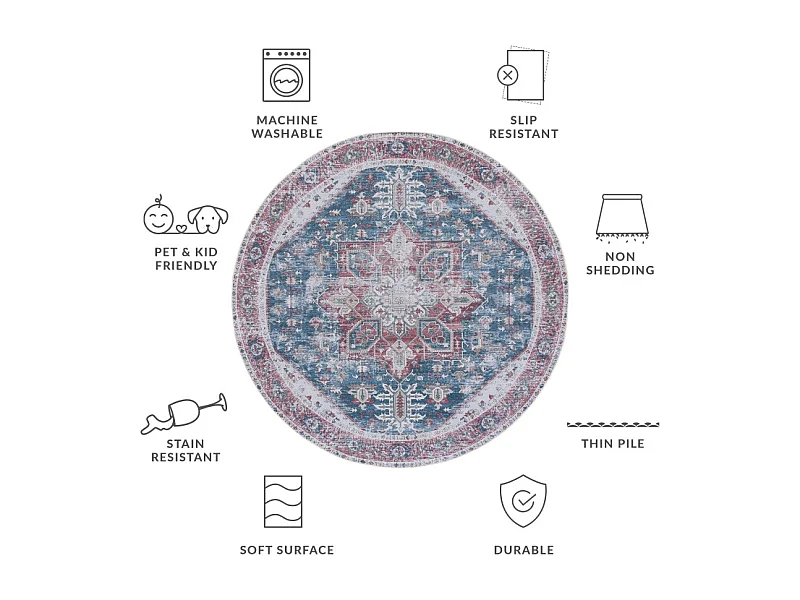 Tapis Bleu Marine/Rouge 183 X 183 cm - Arianne