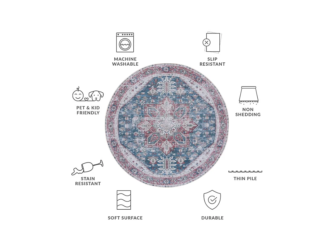 Tapis Bleu Marine/Rouge 183 X 183 cm - Arianne