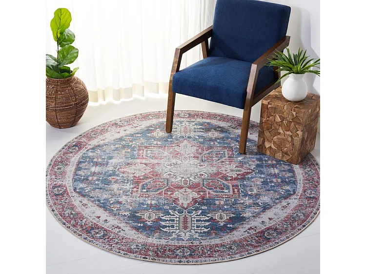 Tapis Bleu Marine/Rouge 183 X 183 cm - Arianne