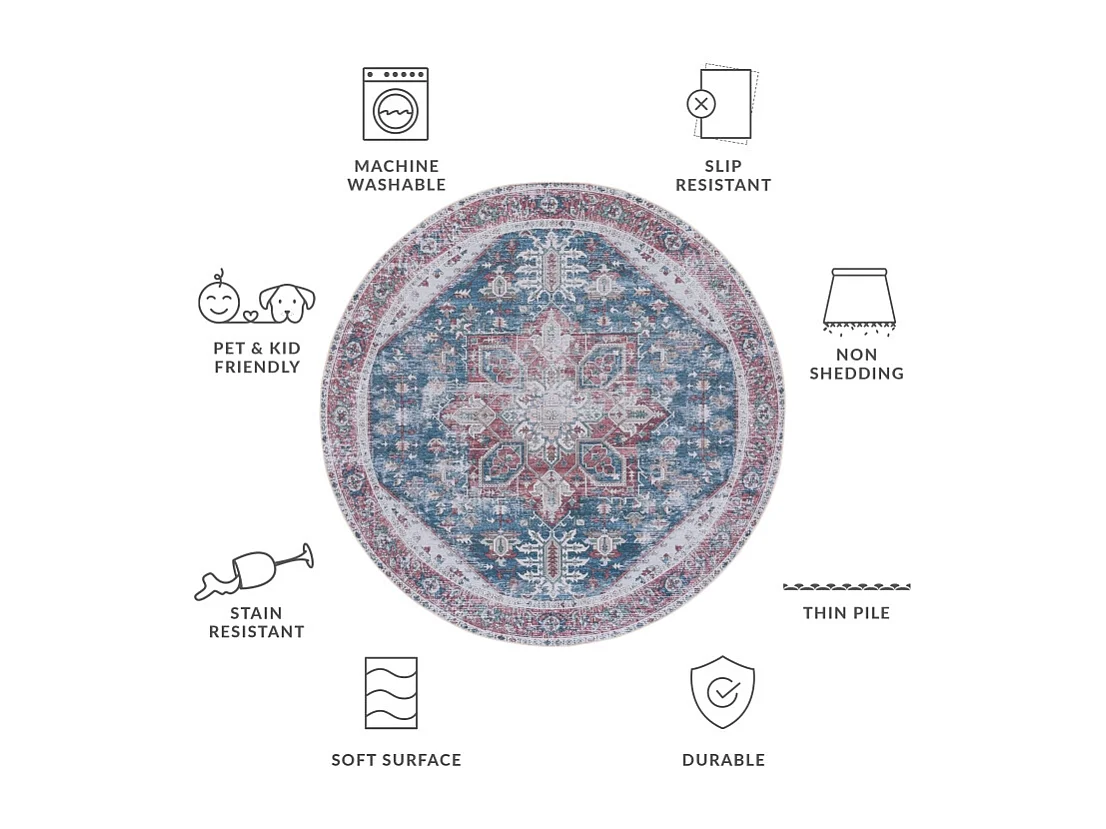 Tapis Bleu Marine/Rouge 183 X 183 cm - Arianne