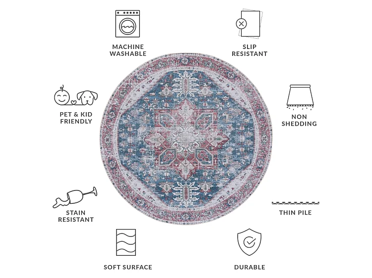 Tapis Bleu Marine/Rouge 183 X 183 cm - Arianne