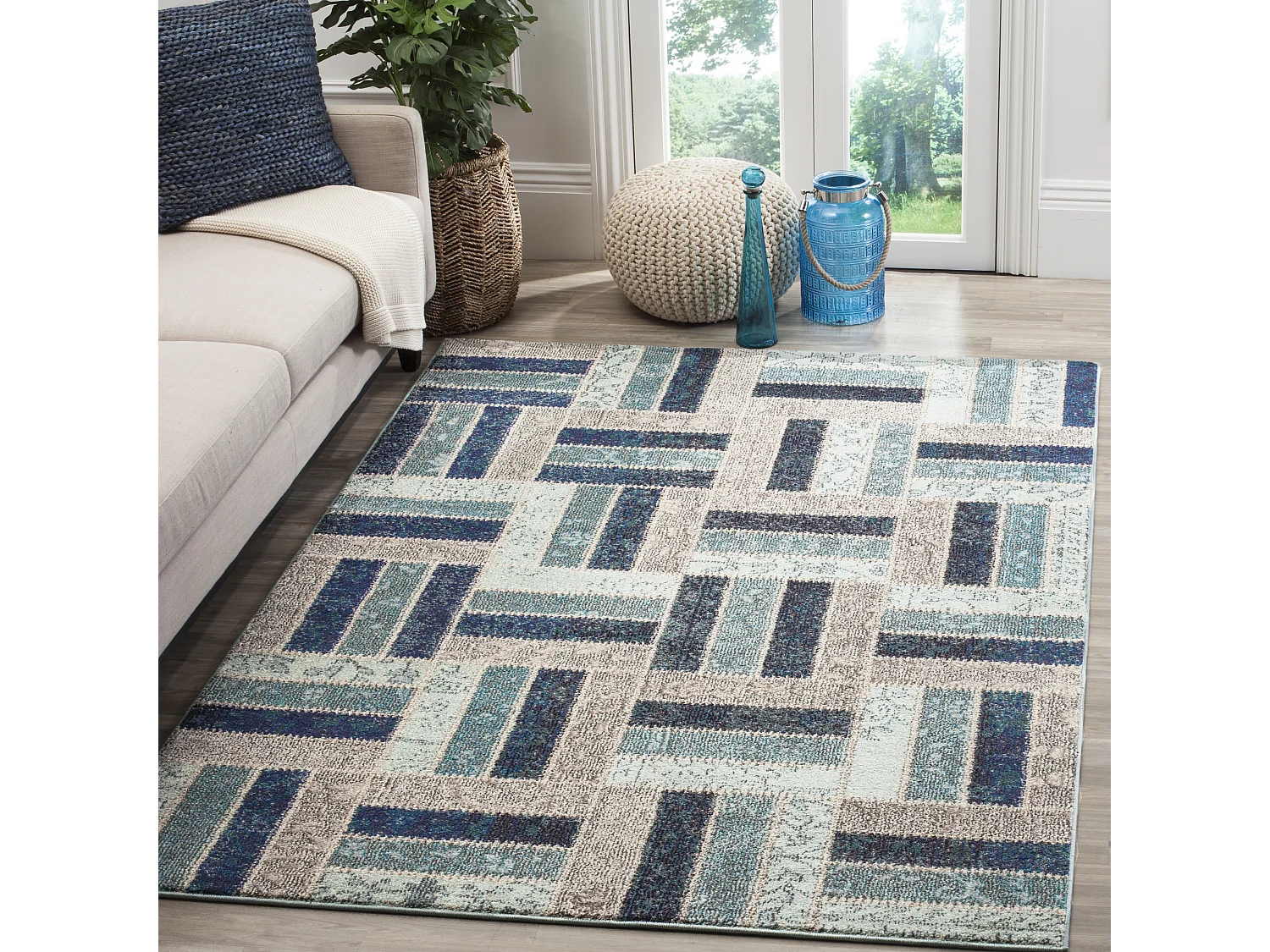 Tapis Gris/Bleu 201 X 279 cm - Jax