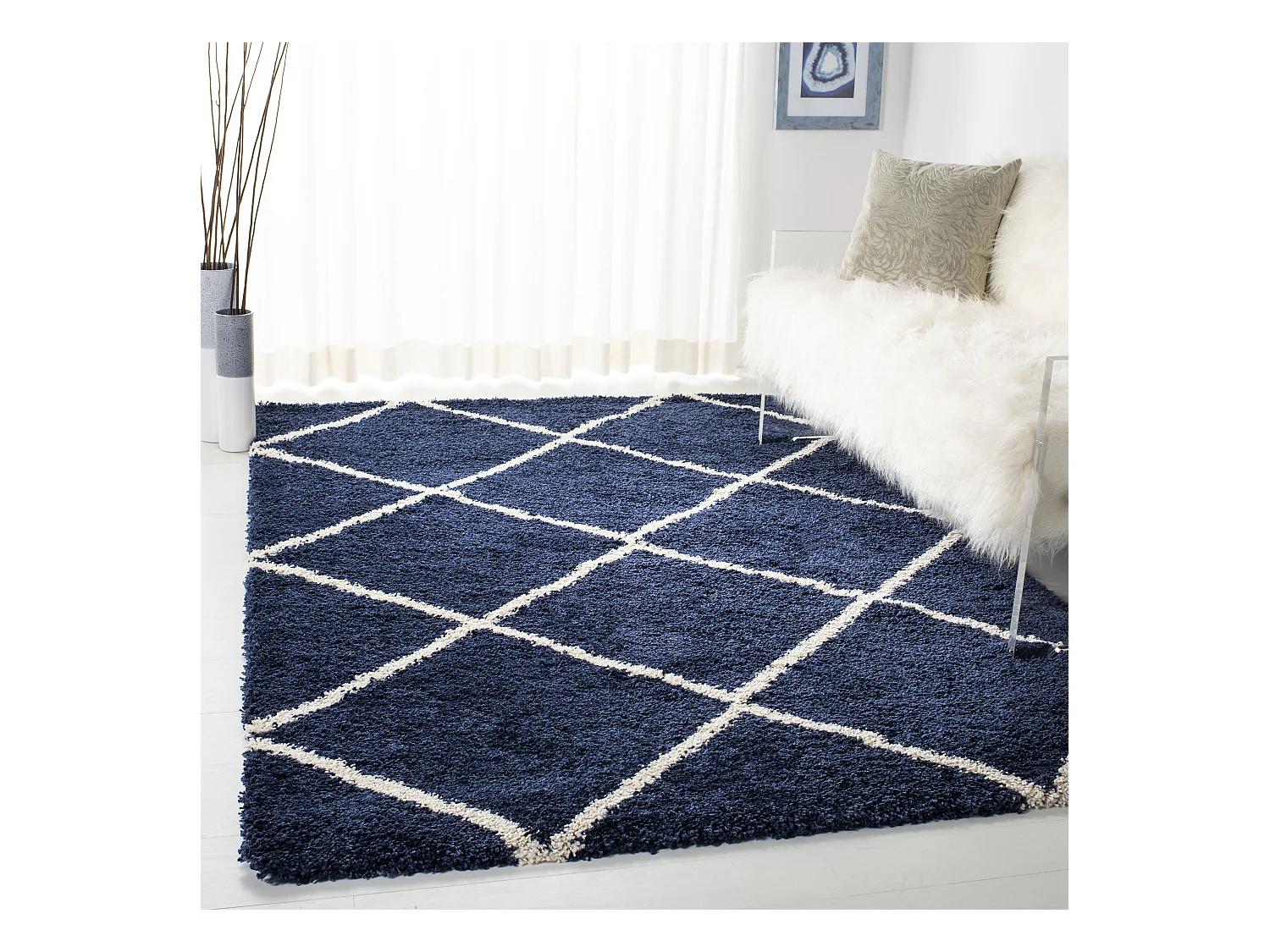 Tapis Bleu Marine/Neutre 155 X 229 cm - Myla