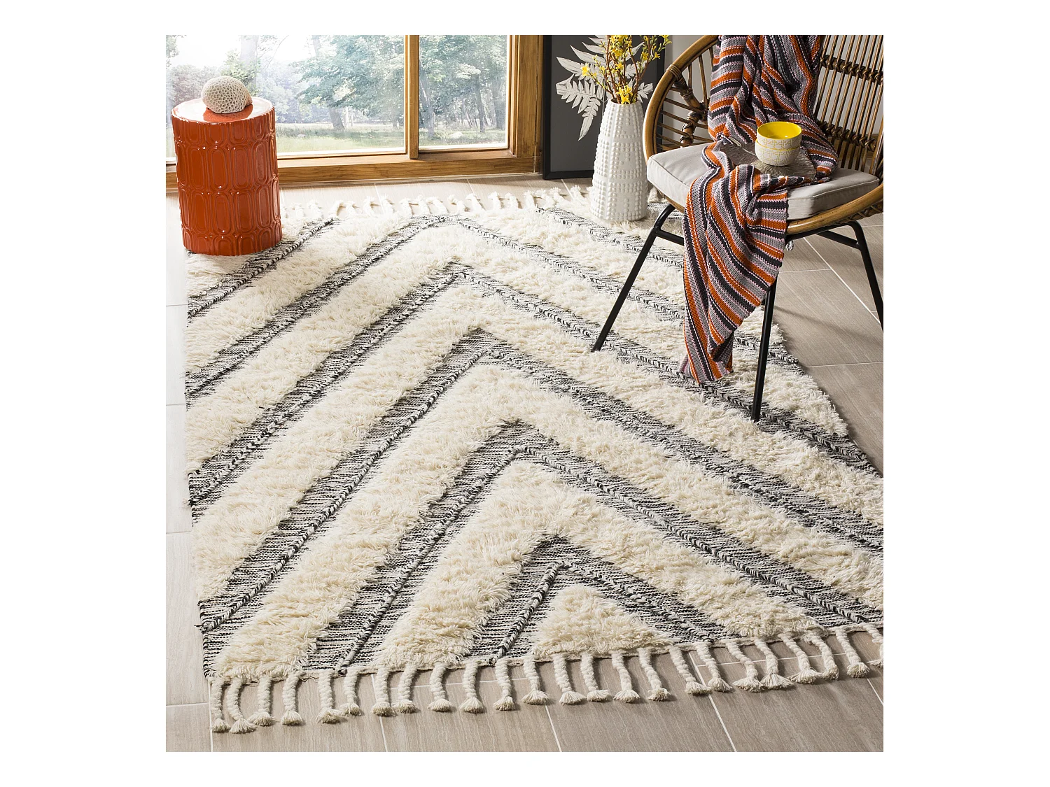 Tapis Noir/Neutre 122 X 183 cm - Ariana