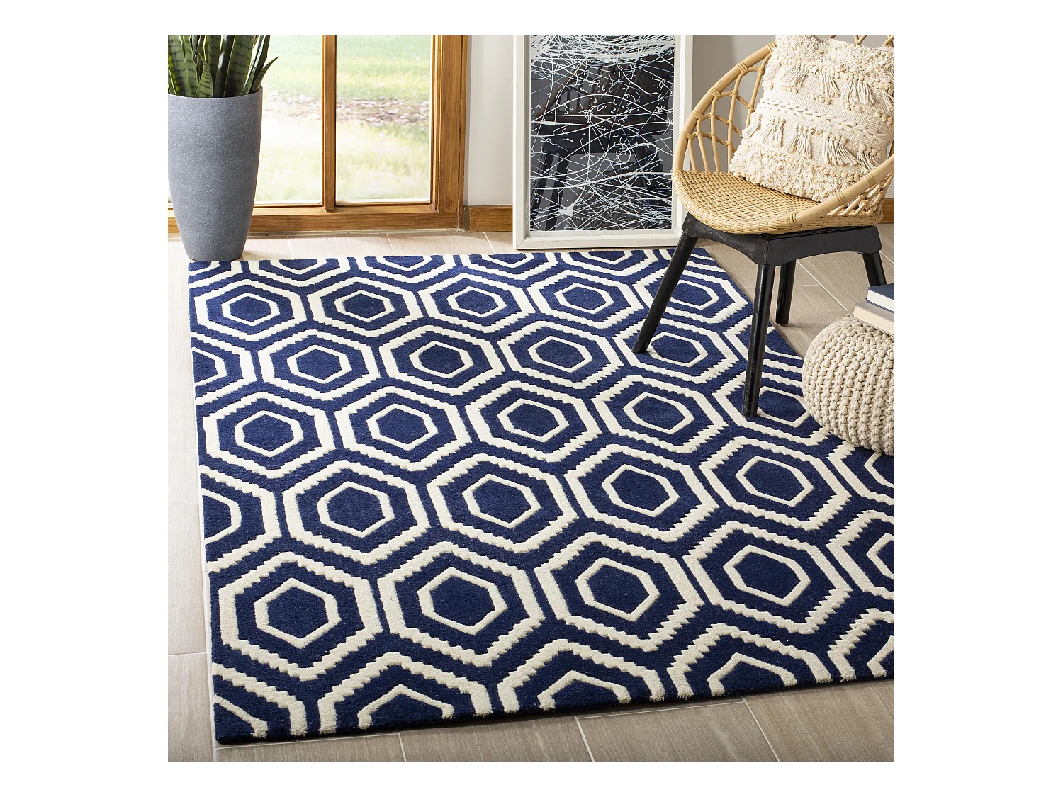 Tapis Bleu Marine/Neutre 183 X 274 cm - Essex