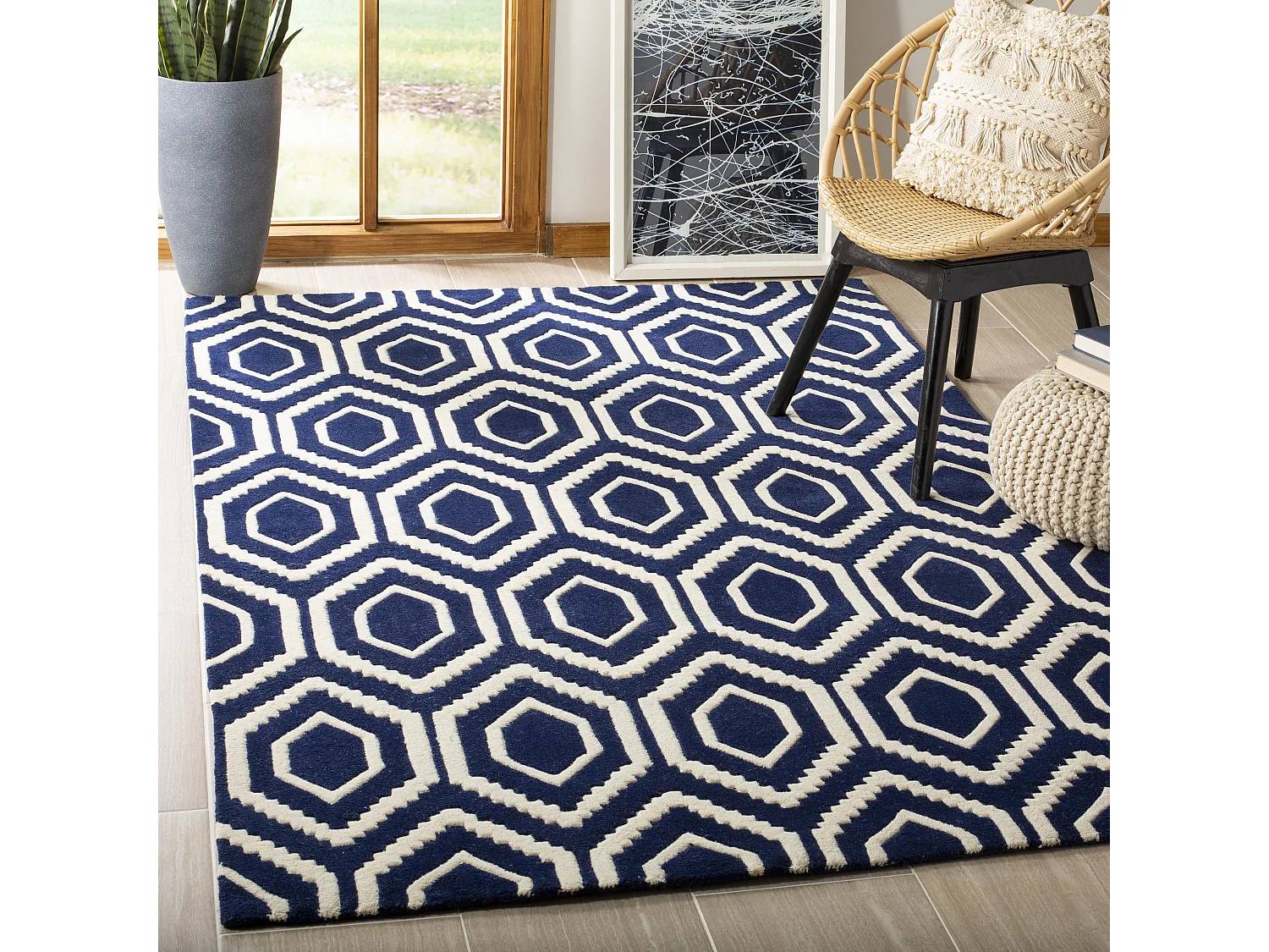 Tapis Bleu Marine/Neutre 183 X 274 cm - Essex