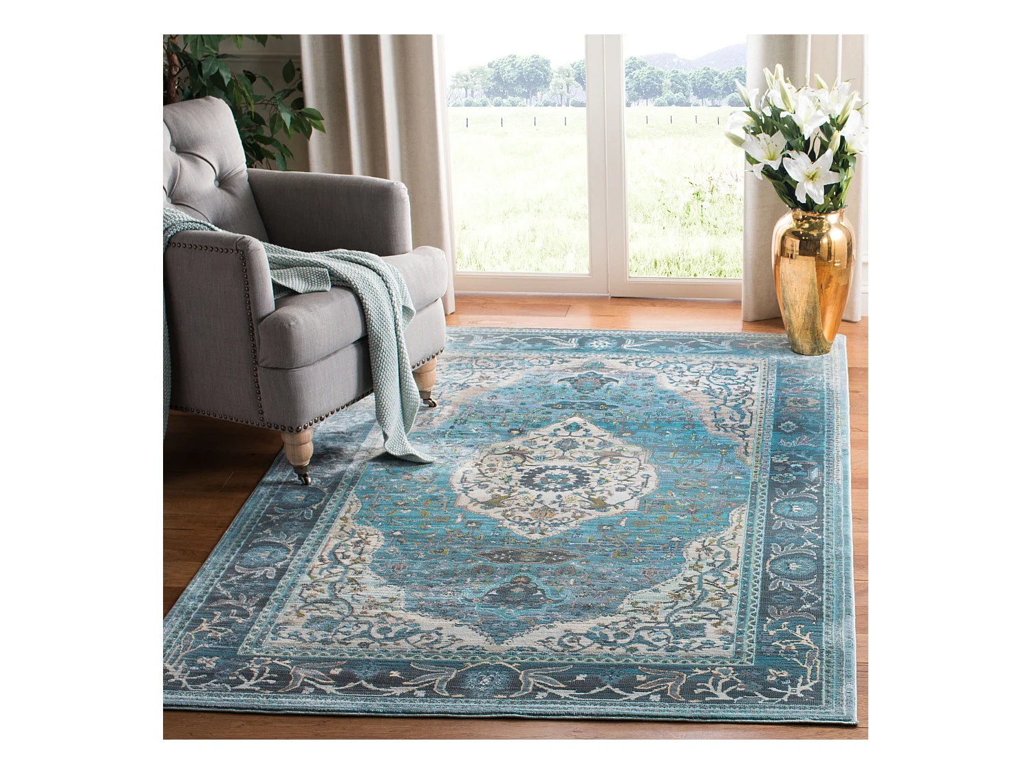 Tapis Bleu/Neutre 122 X 183 cm - Amora