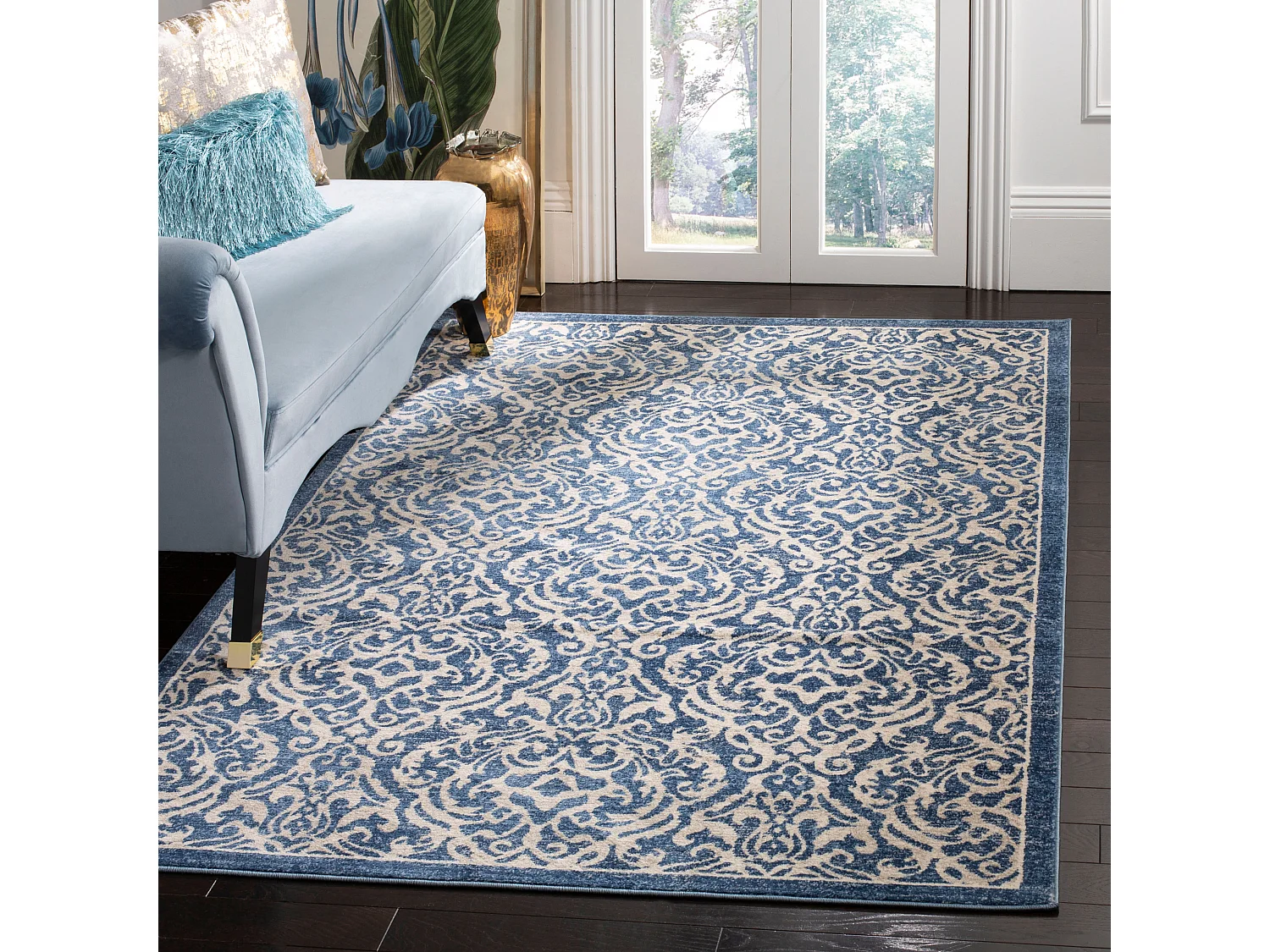 Tapis Bleu/Neutre 91 X 152 cm - Ophelia