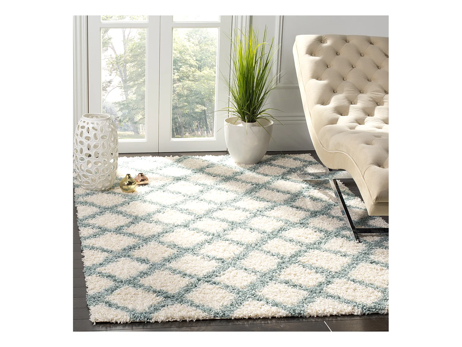Tapis Neutre/Vert 122 X 183 cm - Natalia
