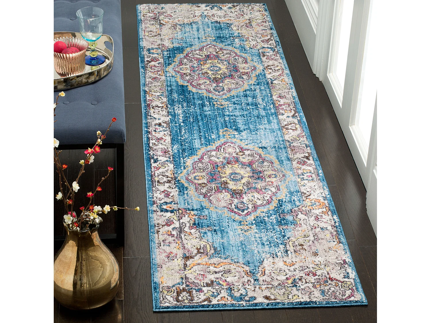 Tapis Bleu/Gris 69 X 244 cm - Malani
