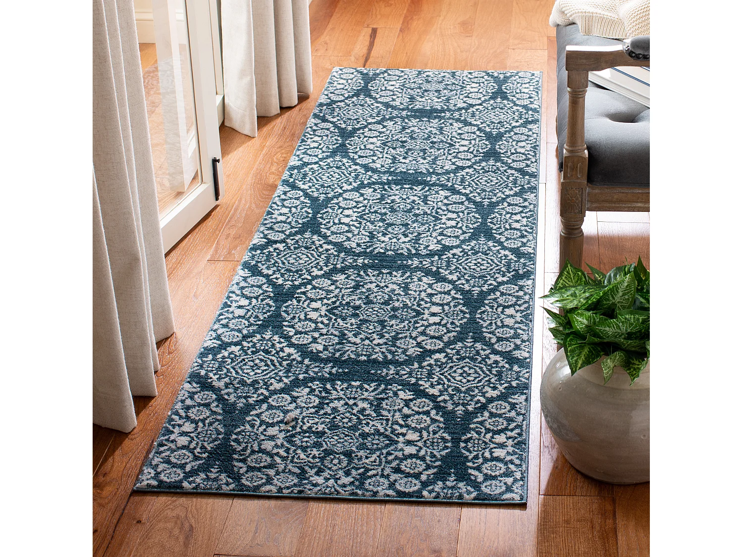 Tapis Bleu Marine/Neutre 66 X 213 cm - Scarlett