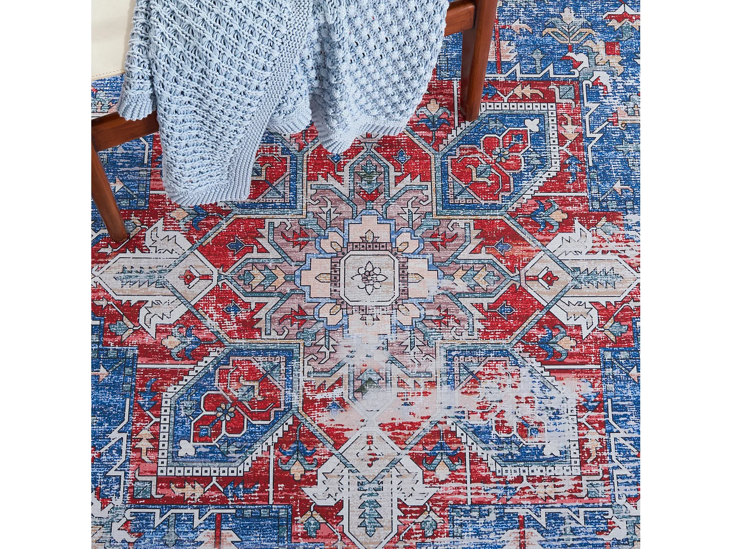 Tapis Bleu/Rouge 183 X 183 cm - Solana