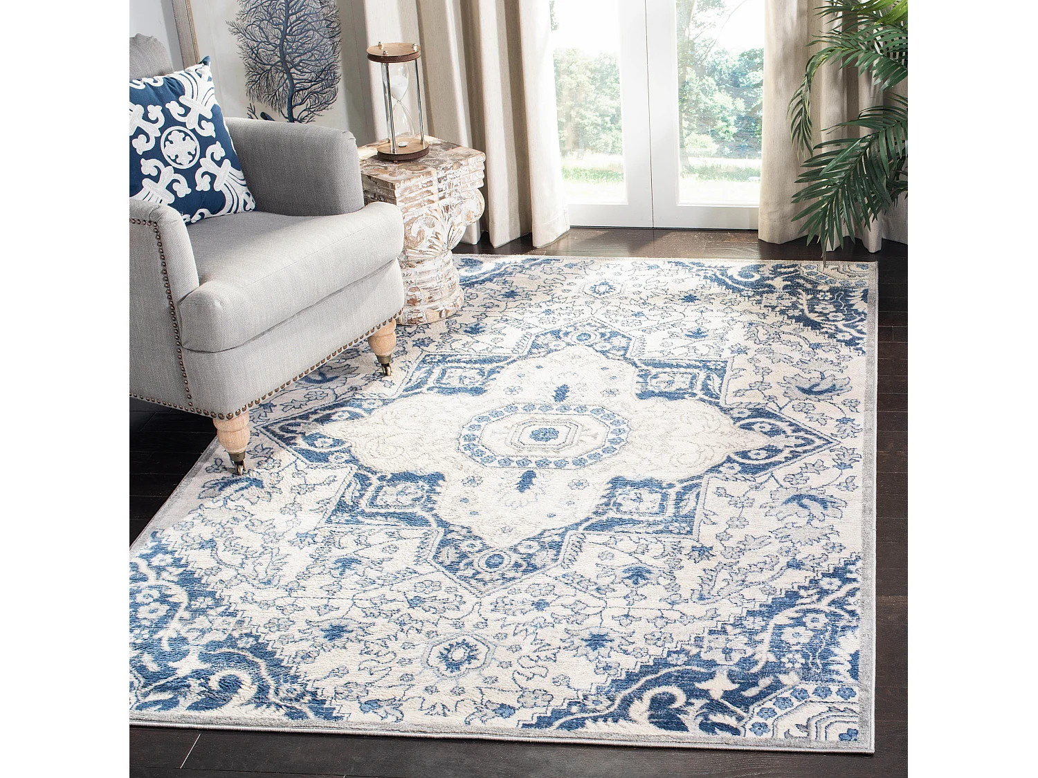 Tapis Neutre/Bleu 122 X 183 cm - Maeve