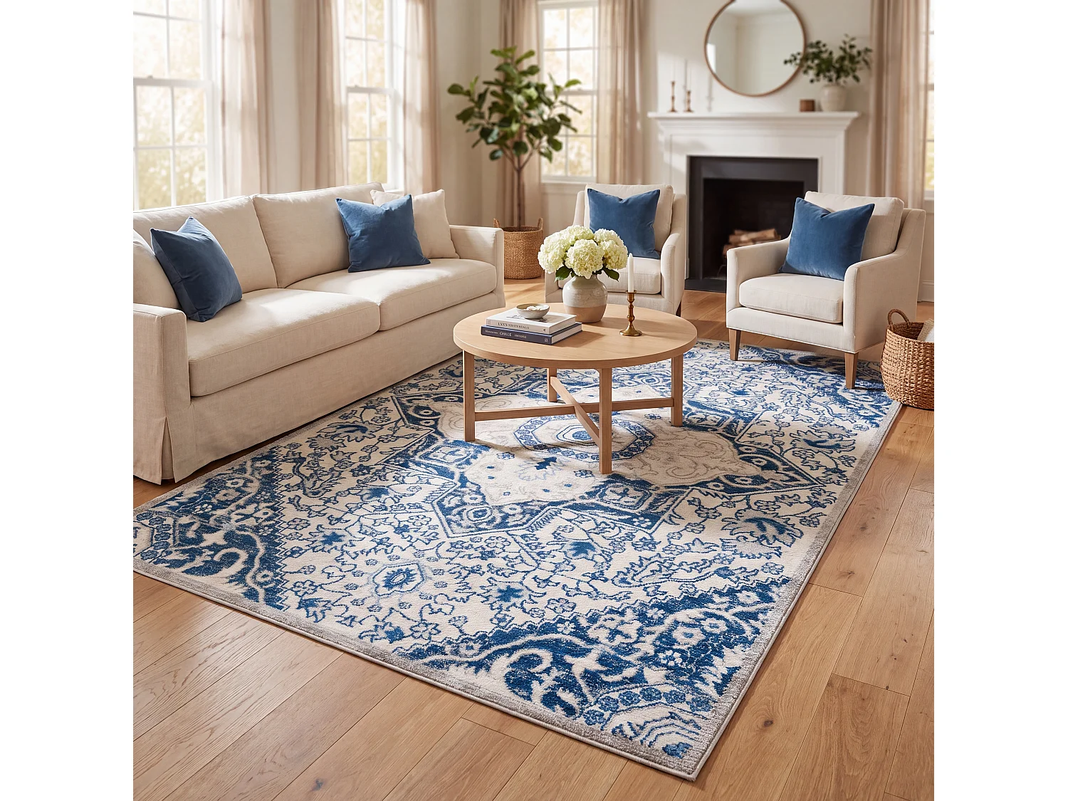 Tapis Neutre/Bleu 122 X 183 cm - Maeve