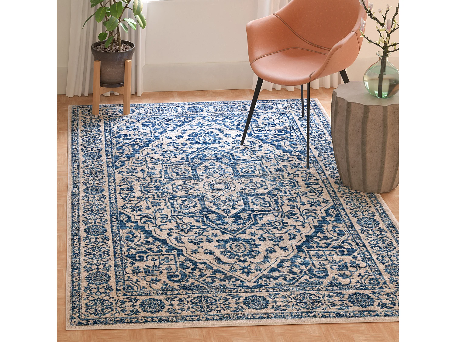 Tapis Bleu Marine/Gris 91 X 152 cm - Melany