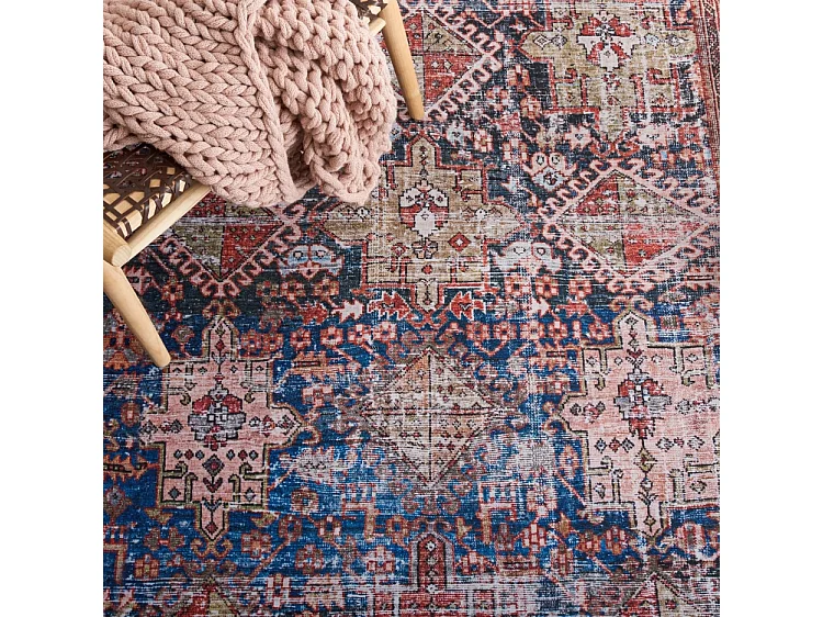 Tapis Bleu Marine/Rouille 183 X 183 cm - Zarah