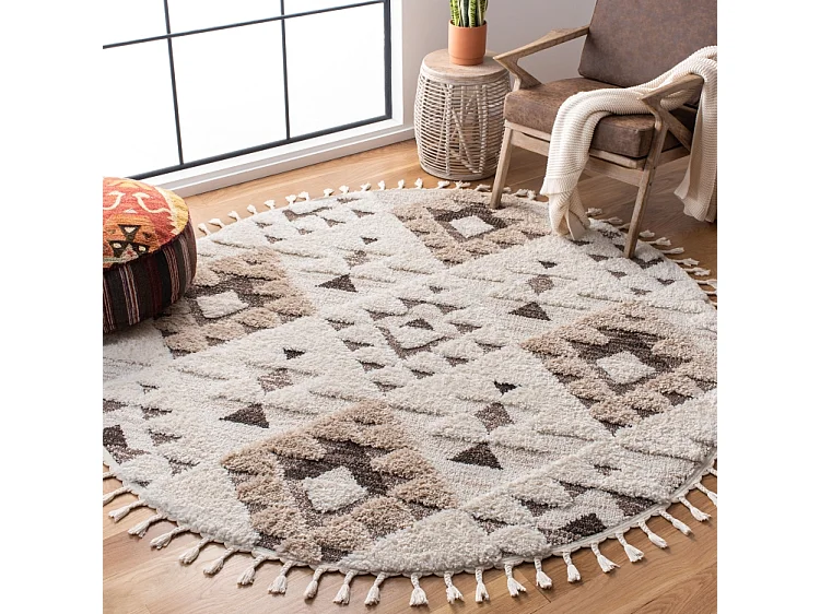 Tapis Ivoire/Marron 160 X 160 cm - Bianca