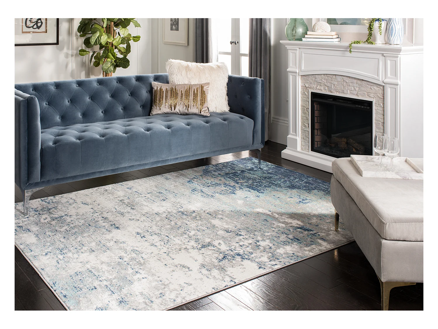 Tapis Gris/Bleu 160 X 229 cm - Isabella