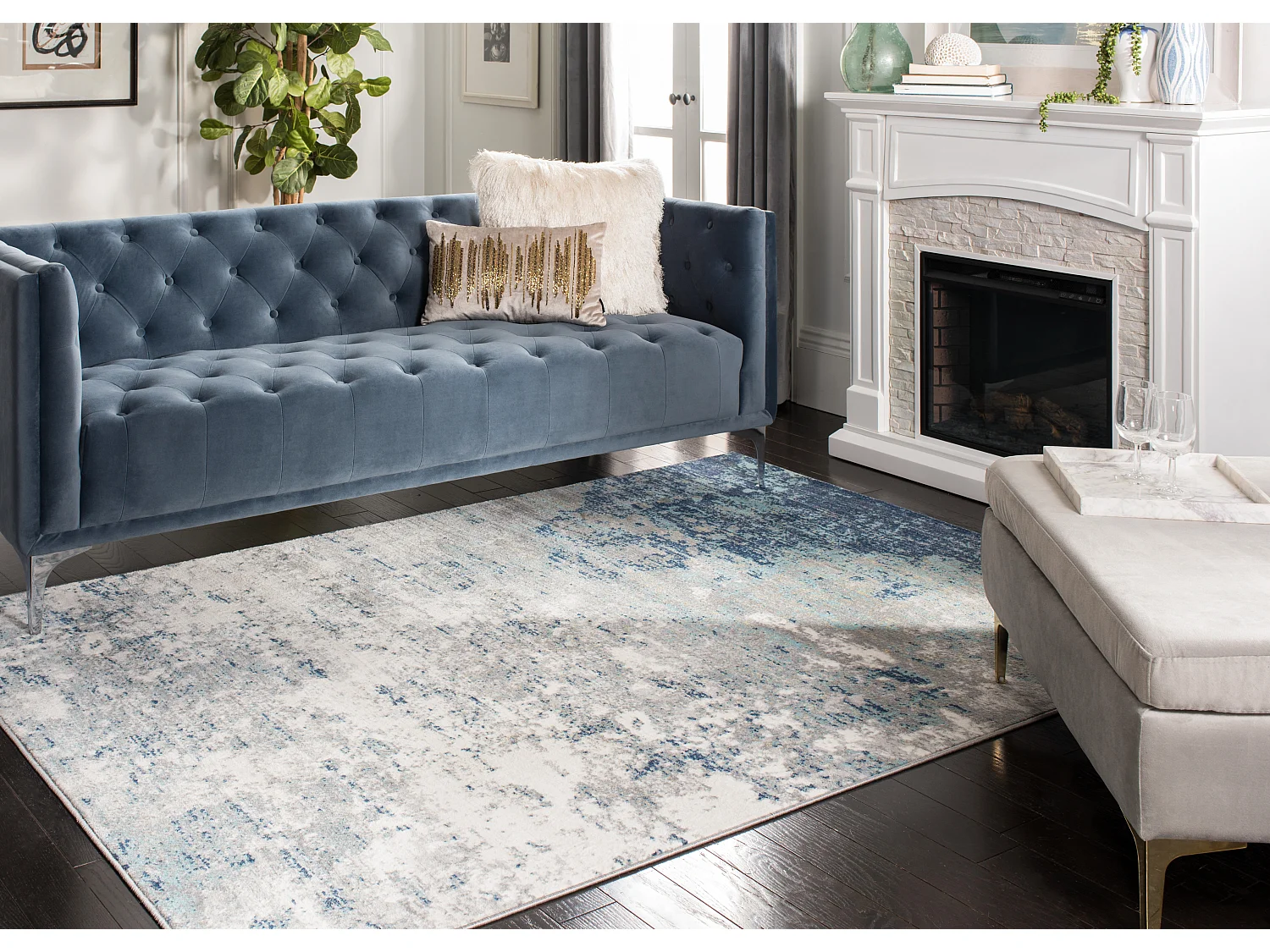 Tapis Gris/Bleu 160 X 229 cm - Isabella