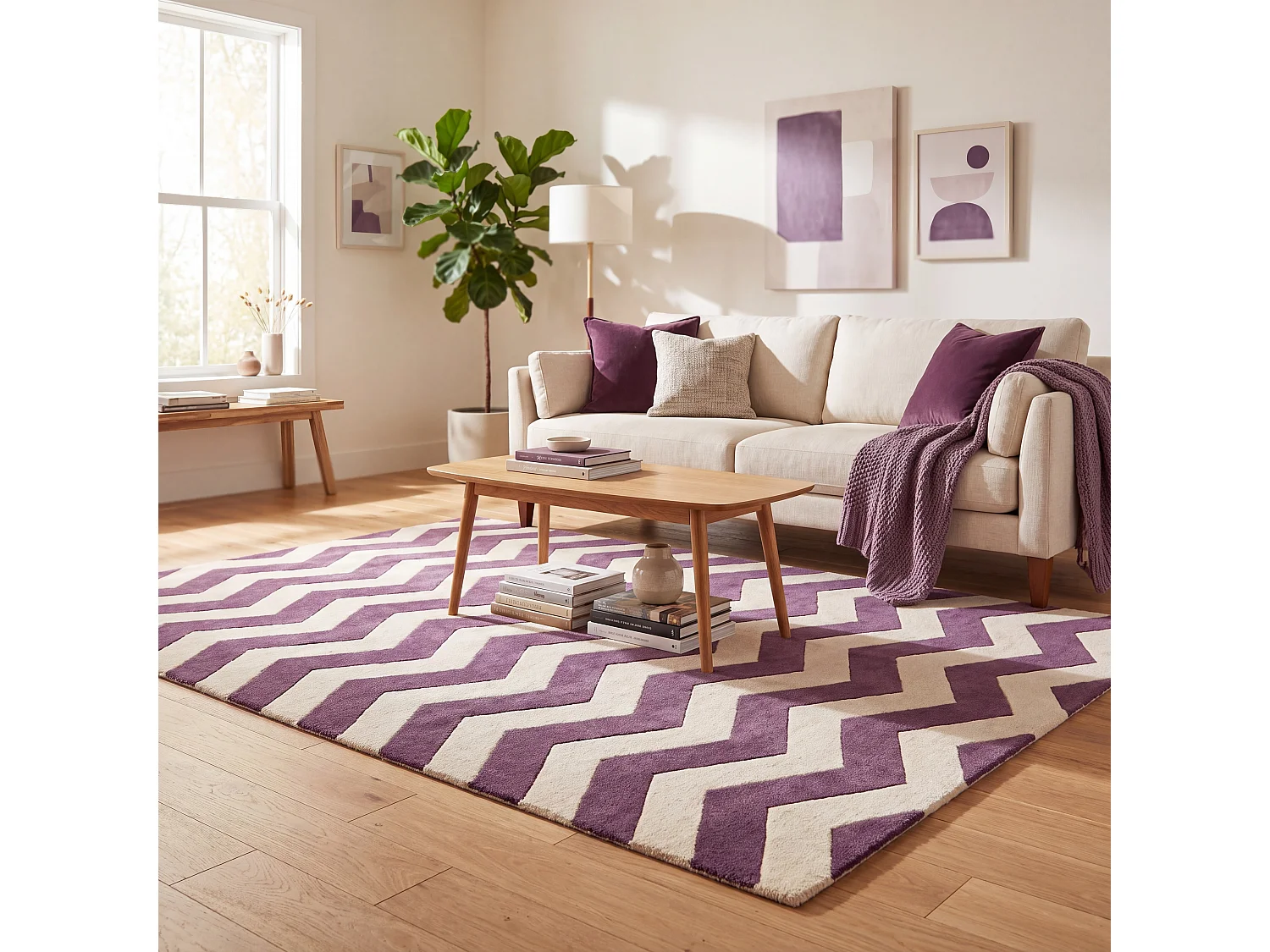 Tapis Violet/Ivoire 122 X 183 cm - Anneliese