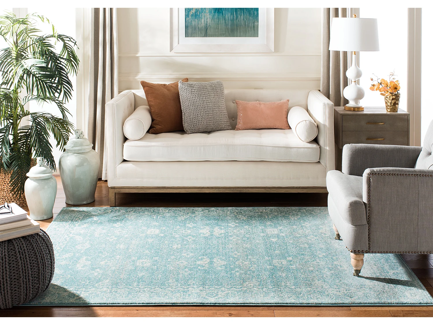Tapis Bleu/Neutre 122 X 183 cm - Rhea