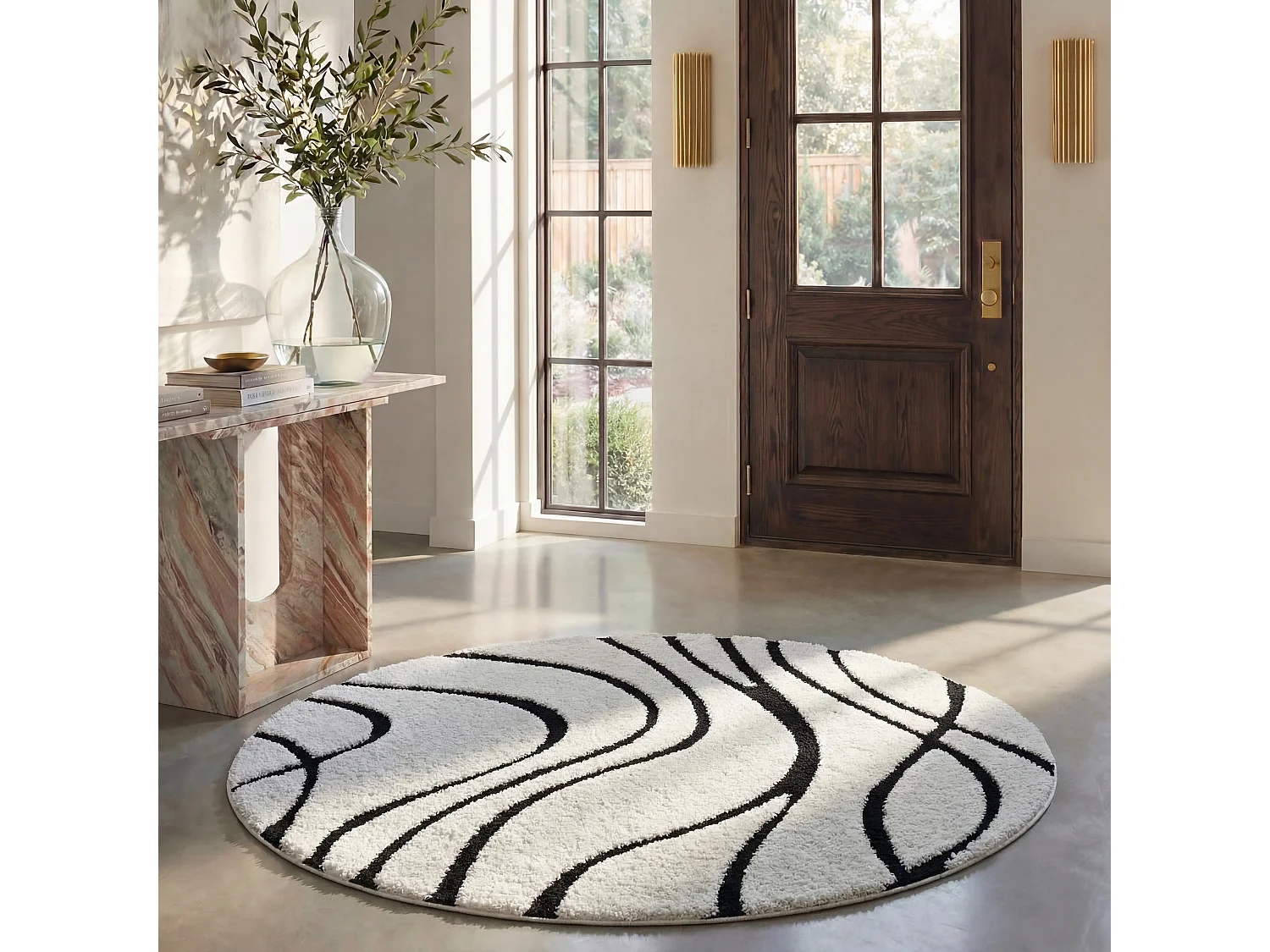 Tapis IVOIRE/NOIR 152 X 152 cm - Naples