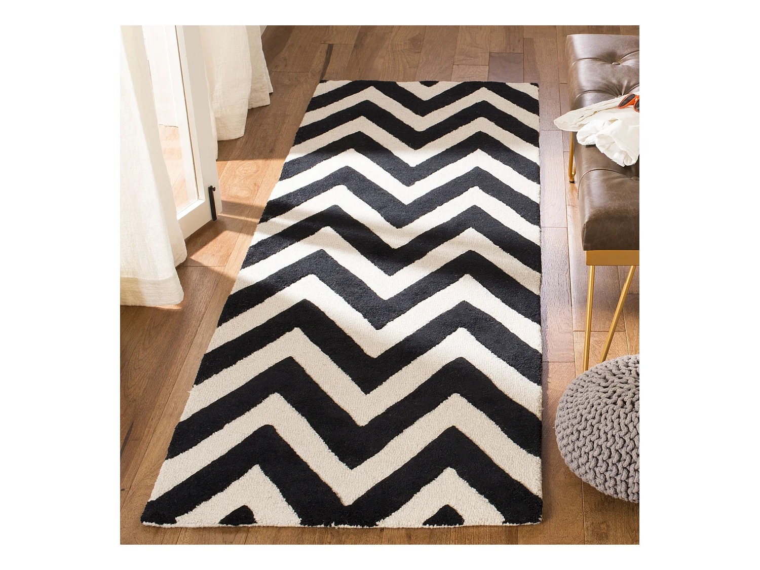 Tapis Noir/Neutre 76 X 244 cm - Stella