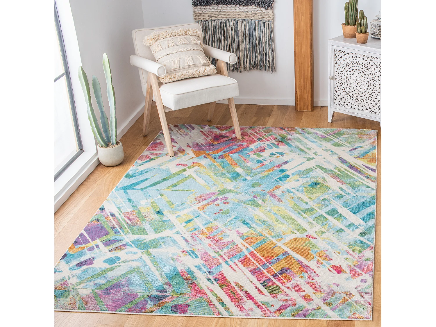 Tapis Neutre/Bleu 122 X 183 cm - Lily