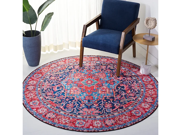 Tapis Bleu Marine/Rouge 183 X 183 cm - Isabeau