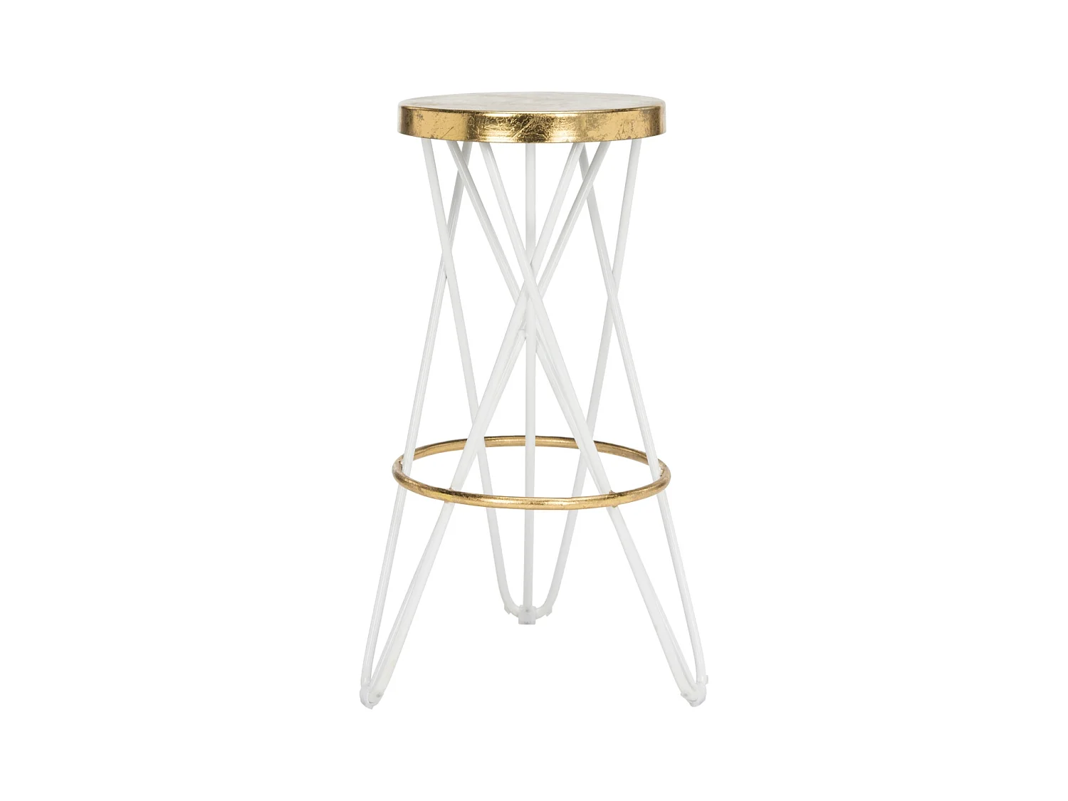 Tabouret de bar & de comptoir Blanc et or 46 X 46 X 76.2 cm - Melina