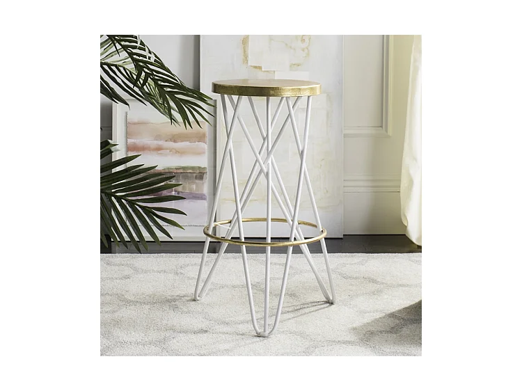 Tabouret de bar & de comptoir Blanc et or 46 X 46 X 76.2 cm - Melina