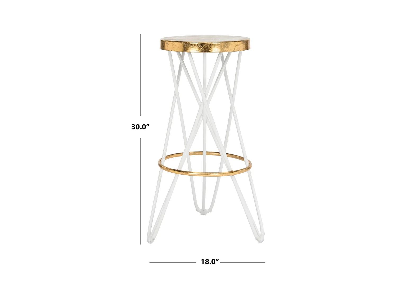 Tabouret de bar & de comptoir Blanc et or 46 X 46 X 76.2 cm - Melina