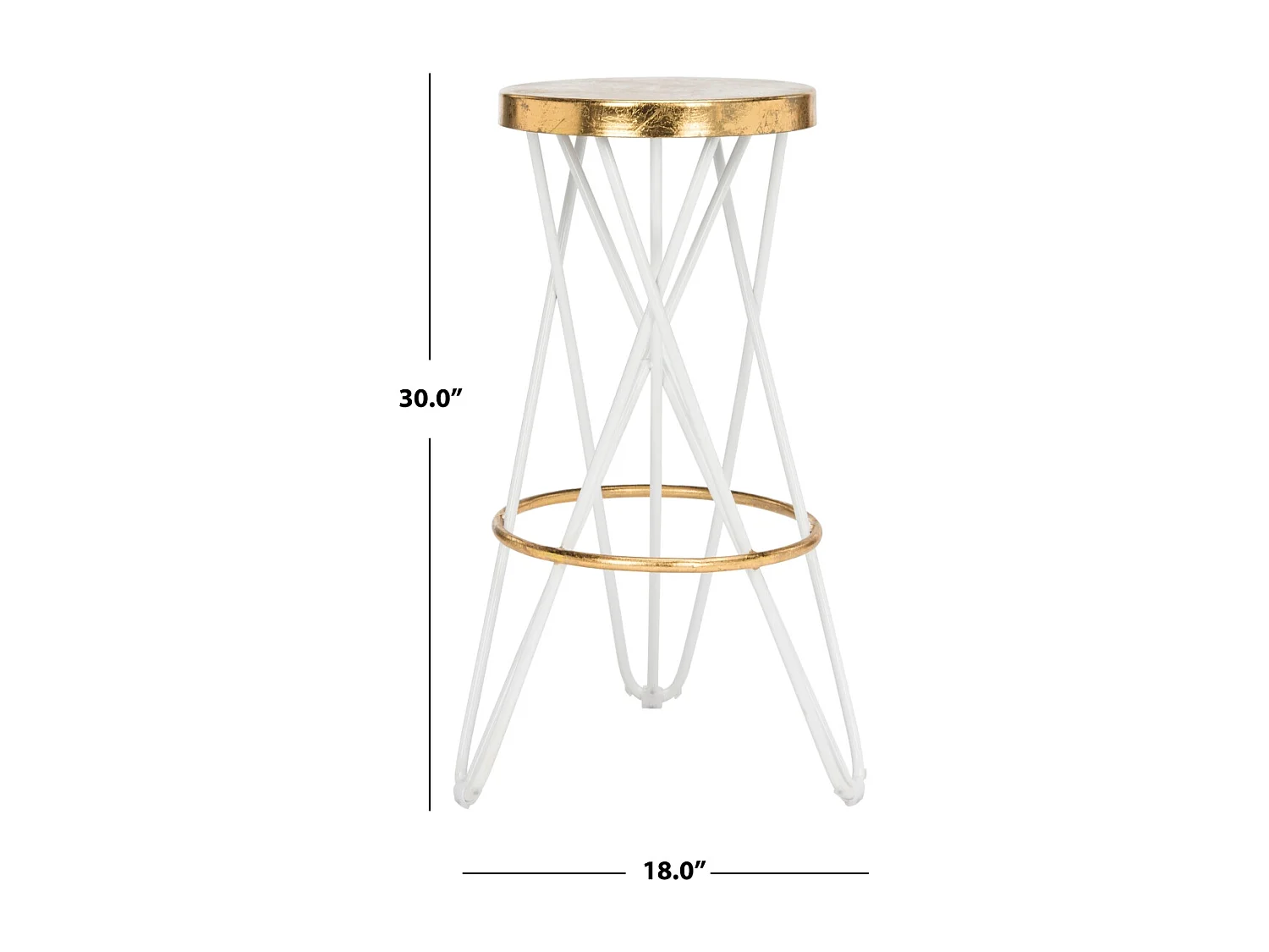 Tabouret de bar & de comptoir Blanc et or 46 X 46 X 76.2 cm - Melina