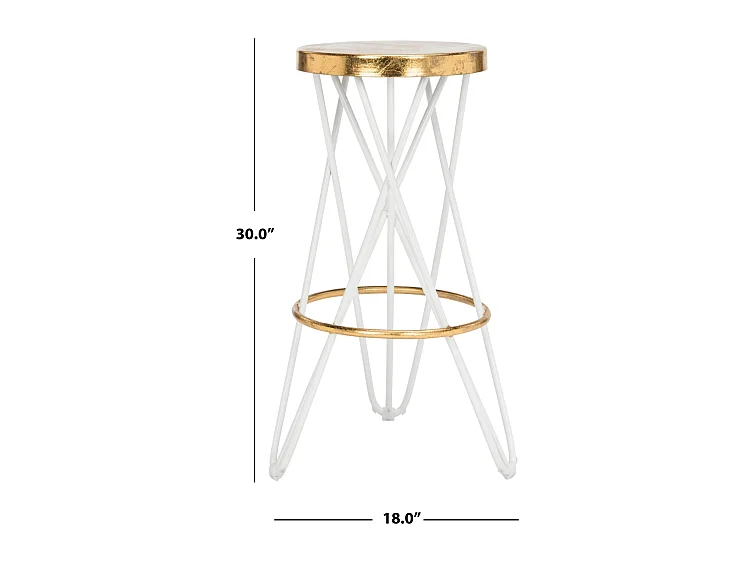 Tabouret de bar & de comptoir Blanc et or 46 X 46 X 76.2 cm - Melina