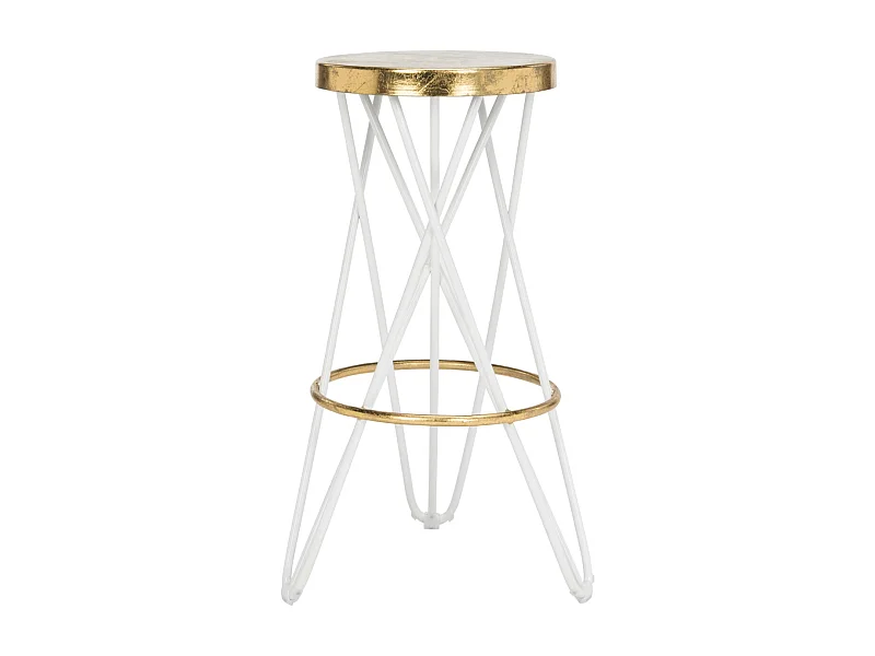 Tabouret de bar & de comptoir Blanc et or 46 X 46 X 76.2 cm - Melina