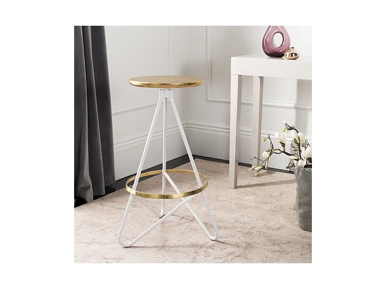 Tabouret de bar & de comptoir Or et blanc 43 X 46 X 76.2 cm - Olar