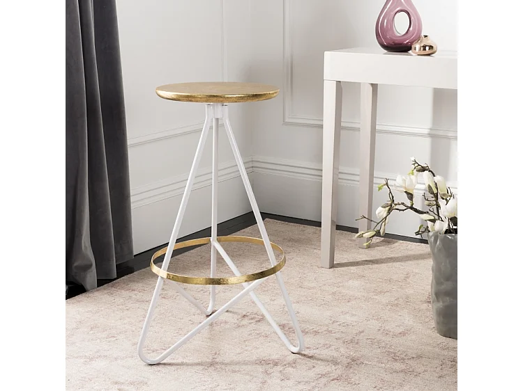 Tabouret de bar & de comptoir Or et blanc 43 X 46 X 76.2 cm - Olar