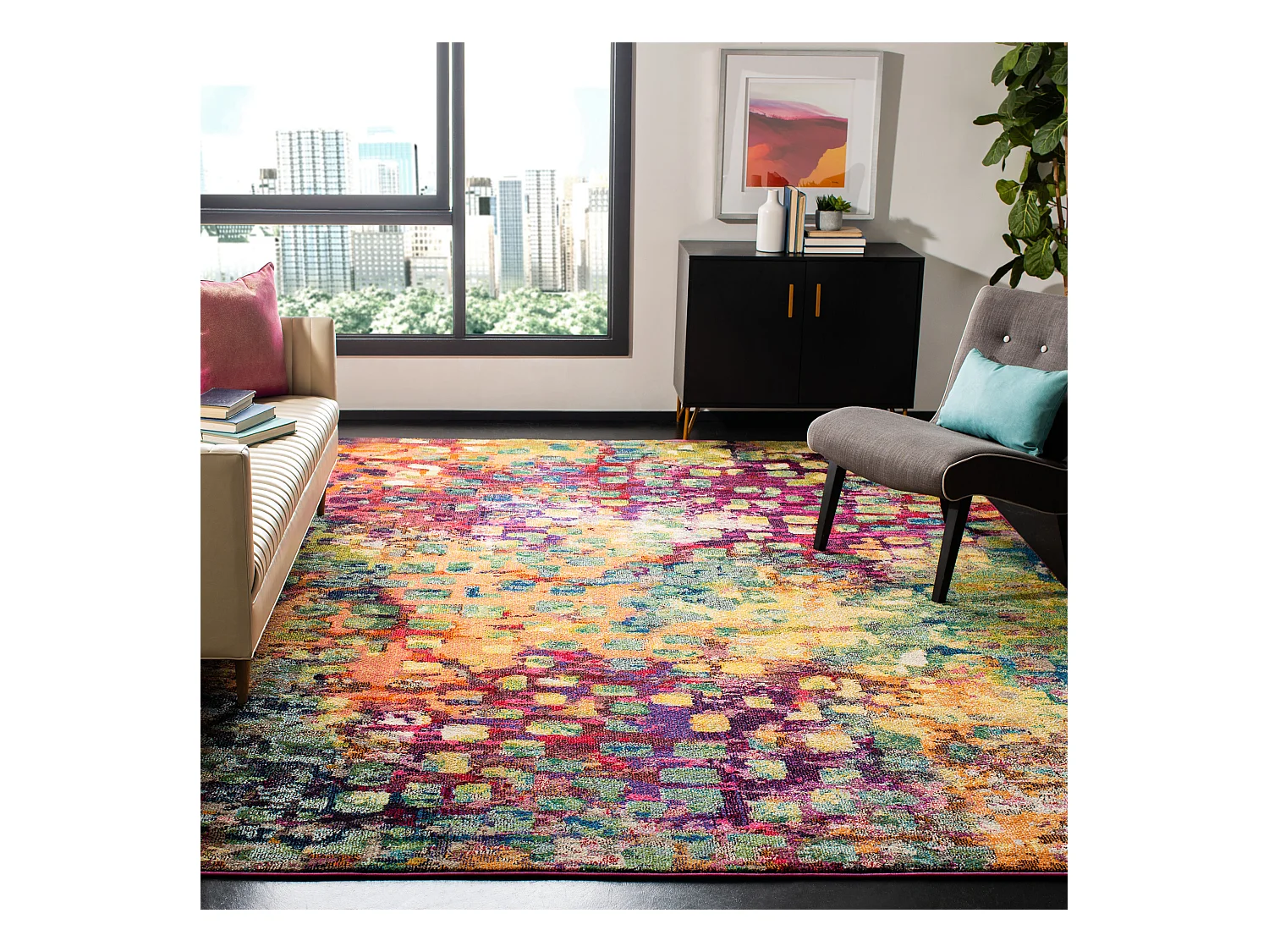 Tapis Rose/Multicolore 235 x 335 cm - Alec