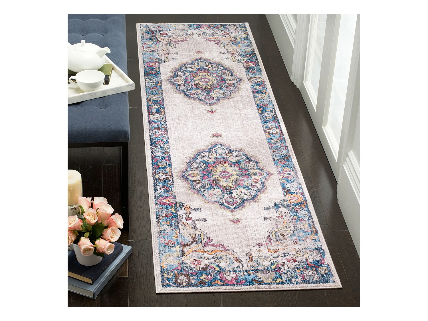Tapis Gris/Bleu 69 X 244 cm - Malani