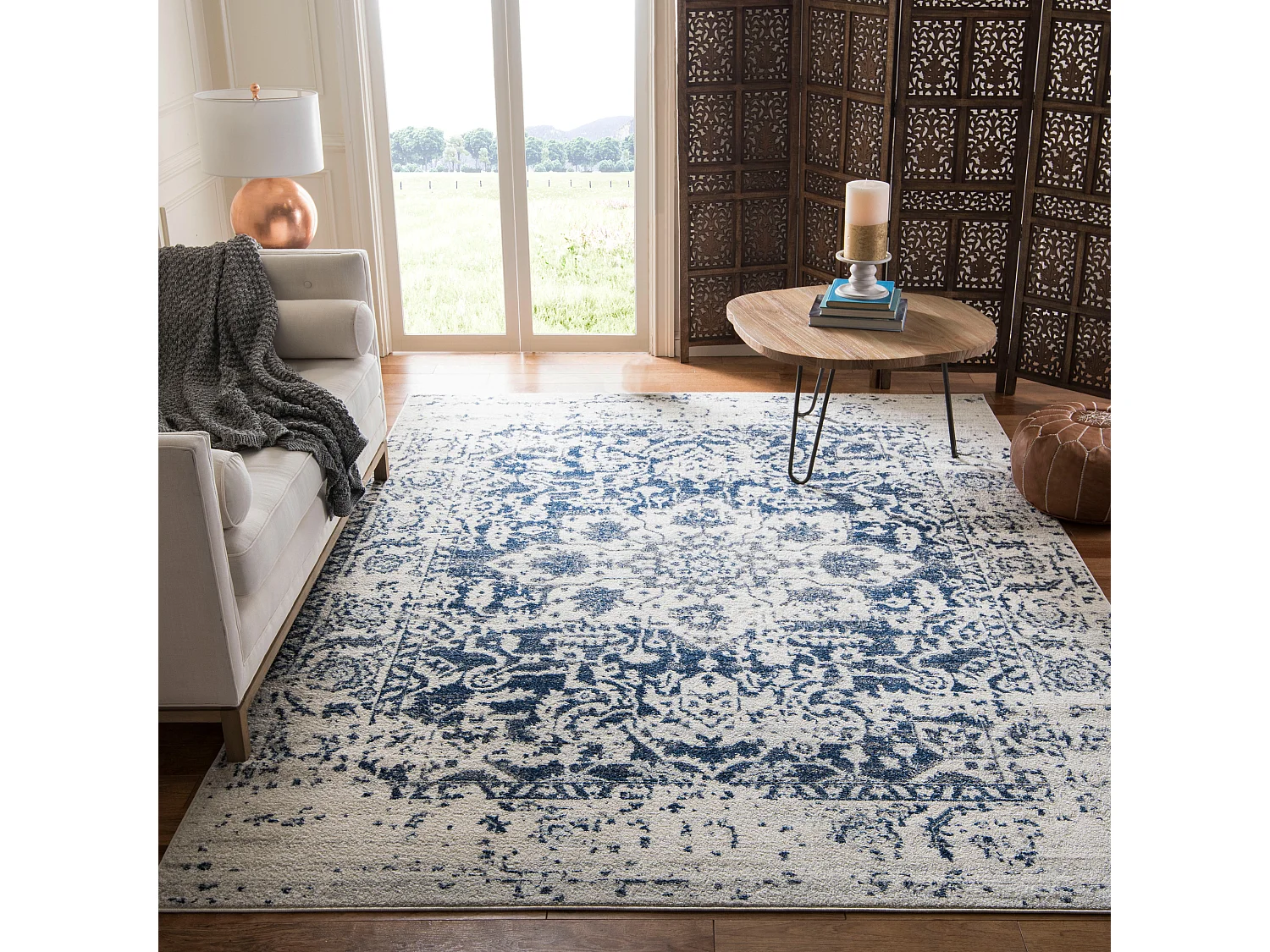 Tapis Neutre/Bleu Marine 235 x 305 cm - Merryl