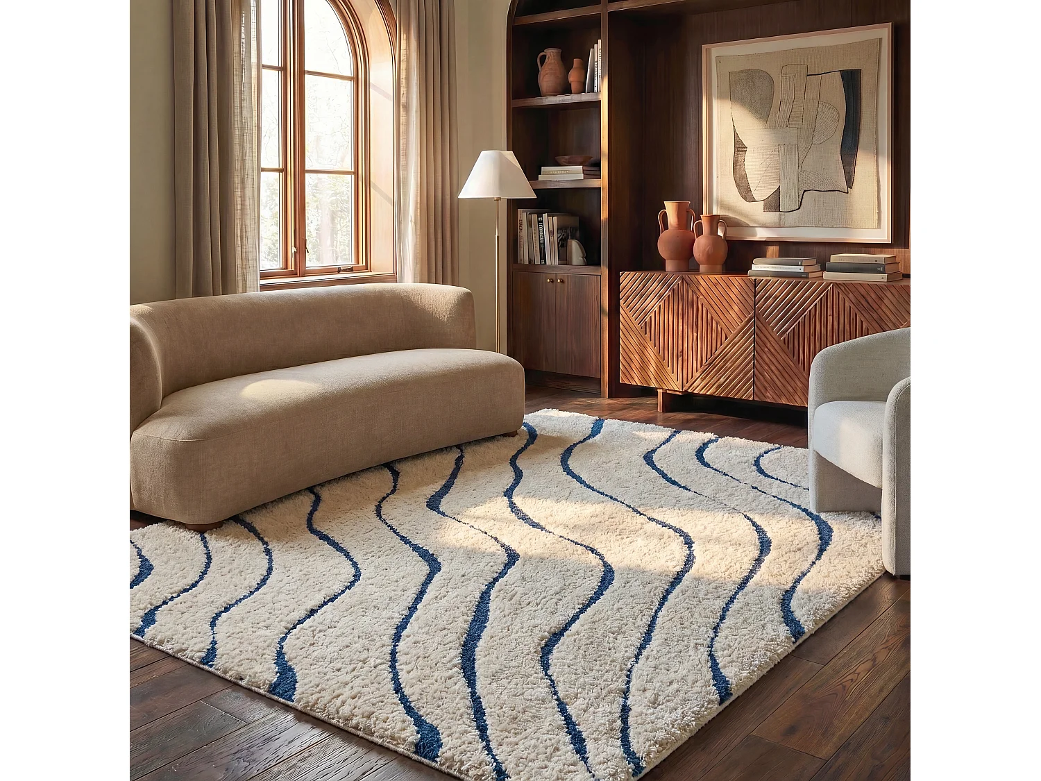 Tapis Neutre/Bleu 122 X 183 cm - Raton