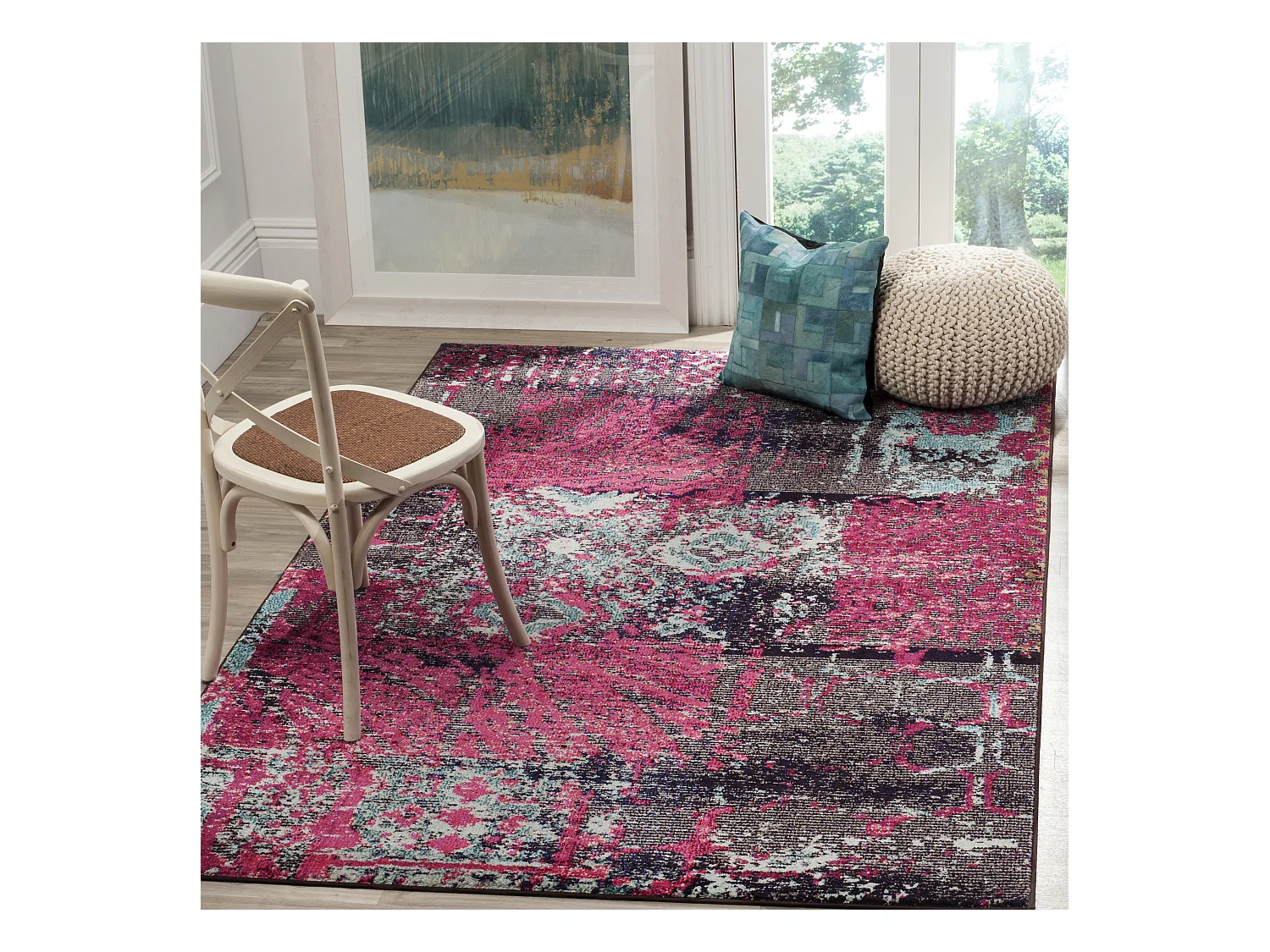Tapis Rose/Multicolore 122 X 170 cm - Aziel