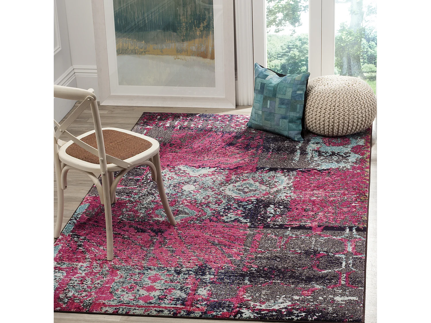 Tapis Rose/Multicolore 122 X 170 cm - Aziel