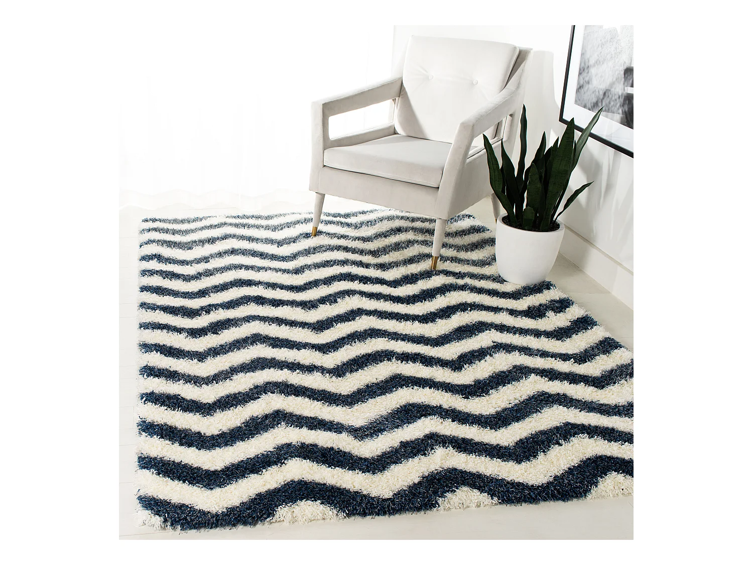 Tapis Neutre/Bleu 122 X 183 cm - Frances
