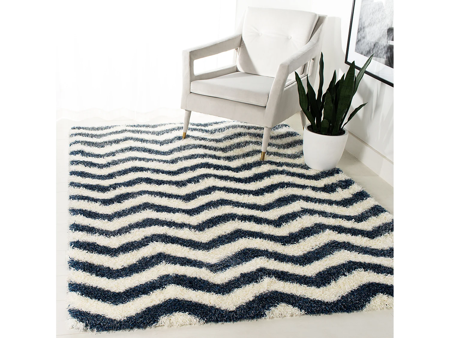 Tapis Neutre/Bleu 122 X 183 cm - Frances