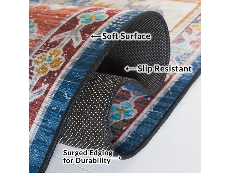 Tapis Bleu/Rouge 91 X 152 cm - Mirella