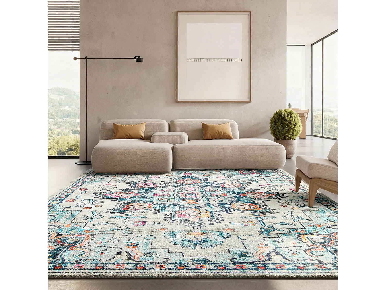 Tapis Crème/Bleu 274 X 366 cm - Malaya