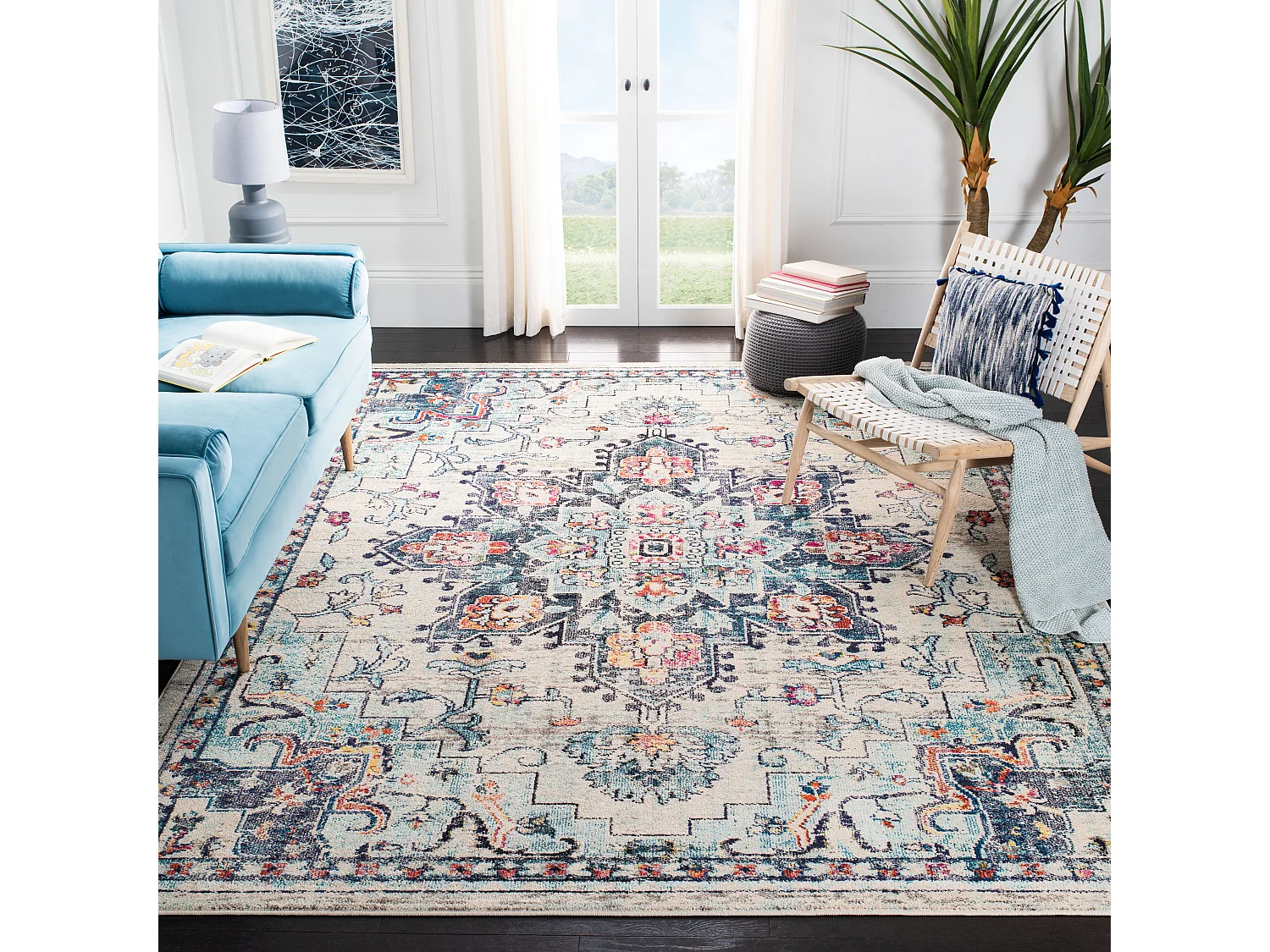 Tapis Crème/Bleu 274 X 366 cm - Malaya