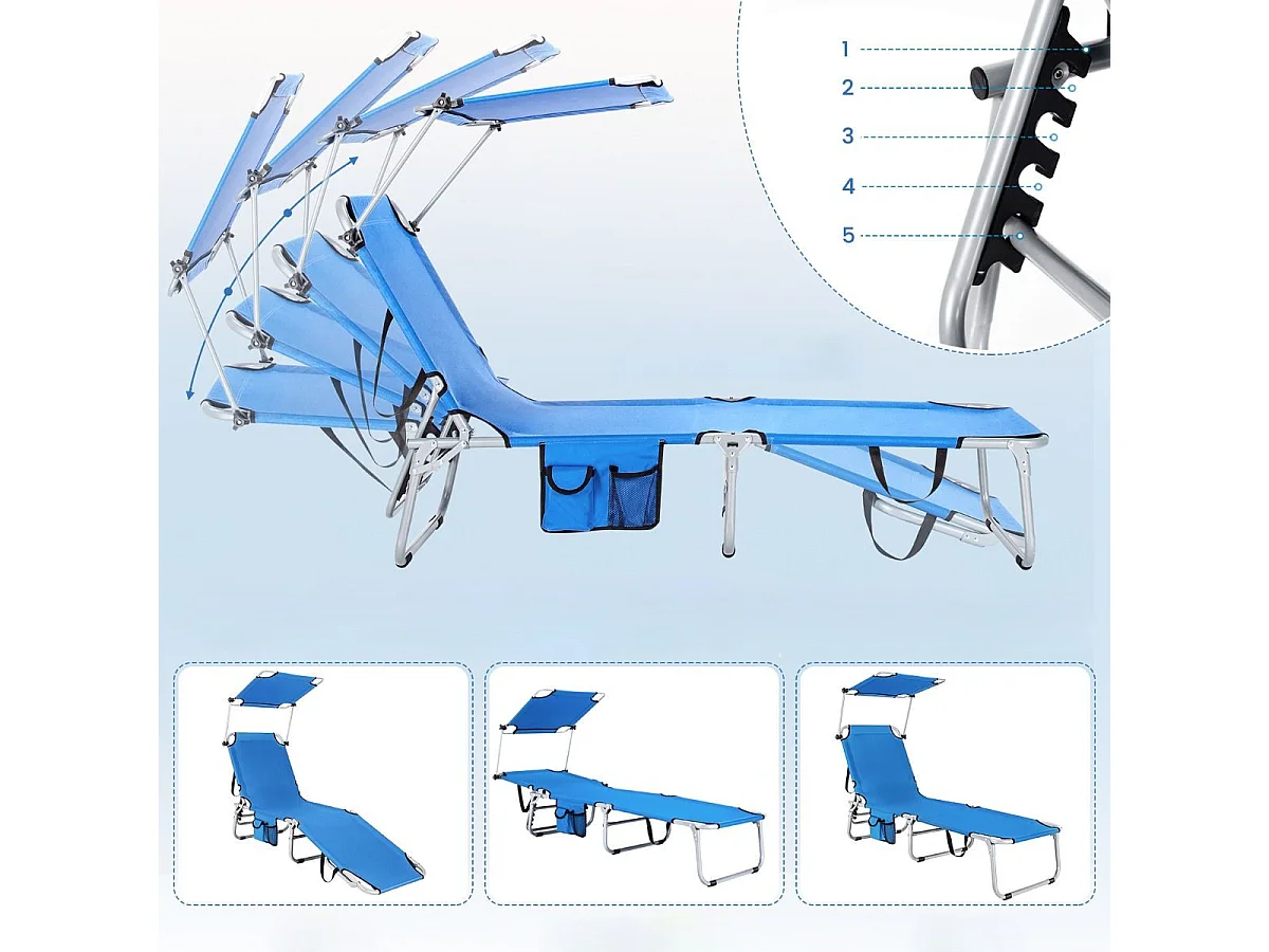 Liegestuhl Klappbare Strandliege für Draußen Blau